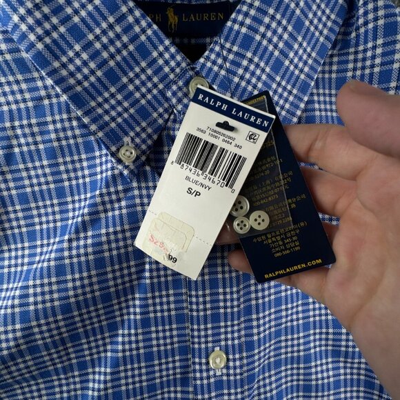NWT Ralph Lauren Button Up Shirt Long Sleeve Slim Fit Blue Plaid Small Men - Picture 9 of 15
